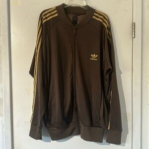 Adidas Men's Brown and Tan Track Jacket XL